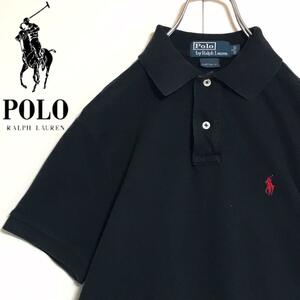 [ Vintage ] Polo bai Ralph Lauren embroidery with logo polo-shirt black A1161