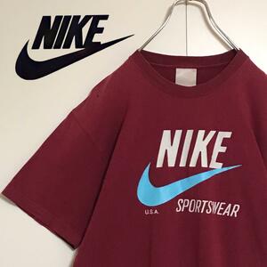 【ヴィンテージ古着】ナイキ　センターロゴ入りTシャツ　人気L A1126