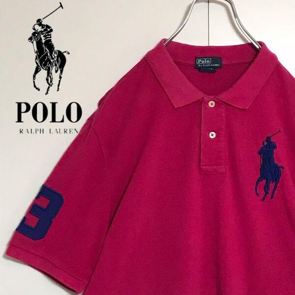 【キッズ】ポロバイラルフローレン　刺繍ロゴ入りポロシャツ　ピンク　A1146