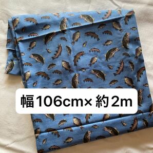 【生地幅106cm×約2m】綿100％生地 At the Lake Fabric＜魚の柄＞