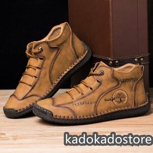  new goods * walking shoes original leather shoes cow leather men's boots gentleman shoes sneakers outdoor light weight ventilation camp Brown 24-28