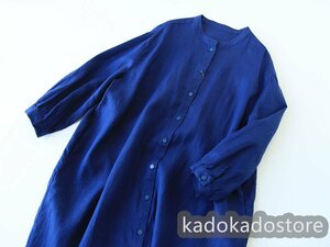 リネンワンピース ペチワンピース ロング 夏 ワンピース レディース 麻 vネック ゆったり 体型カバー M~2XL 紺