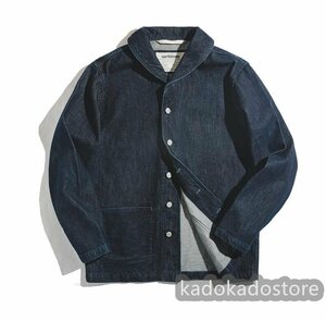 春秋定番 人気 13.5OZ DENIM コットン DECK JACKET デニムジャケット 無地 デニムデッキジャケット ウォッシュ加工 Ｍ~2XL選択可