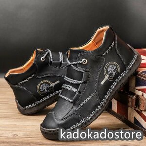  new goods * walking shoes original leather shoes cow leather men's boots gentleman shoes sneakers outdoor light weight ventilation camp black 24-28