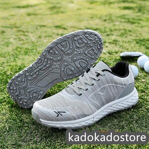  new goods * golf shoes men's Fit feeling sport shoes new goods sneakers wide width sport shoes spike less light weight water-repellent elasticity . gray 24.5-28.5