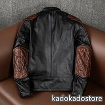 ★新品★レザージャケット 上品　バイクジャケット　本革 牛革カウハイド ライダースジャケット 　革ジャン Ｓ～5XL_画像2