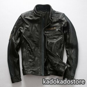 新作プロテクター レザージャケット　ハレージャケット 牛革 革ジャン 本革 カウハイド バイクレザー 　 アメカジ S～5XL