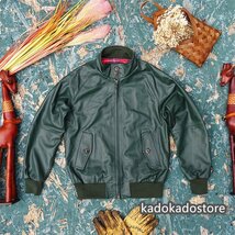 レザージャケット 上品　本革 牛革　ライダースジャケット 　ジャケット 　革ジャン Ｍ～4XL グリーン_画像1