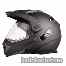 バイクヘルメット オフロード シールド付き バイザー フェイスヘルメット ダブルシールド オフロードヘルメット ECE/DOT艶消し黒_画像2