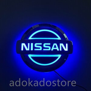 ★新品★日産 NISSAN 5D LEDエンブレム 交換式 11.7X10.0cm ブルー