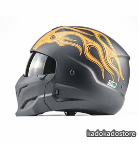 内蔵ゴーグル ヘルメットバイクヘルメット フルフェイス ハーフヘルメット ハーレーレトロコンビネーションヘルメット 組立式 M-XXL