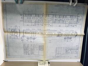 車両形式図面　直流中間電動車　モハ115(M)-1000代　日本車輌　登録1977.5.18　1枚物/四つ折り　ヤケ/シミ/汚れ/折れ/他難あり