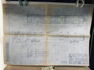 車両形式図面　直流付随車　サハ103(T)　日本車輌　昭和47.7.29　1枚物/四つ折り　ヤケ/シミ/汚れ/折れ/他難あり