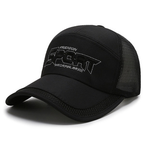帽子 メンズ メッシュ キャップ スポーツ ランニング UVカット速乾 軽薄 つば長 紫外線対応 男女兼用-黒