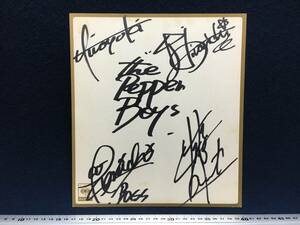  autograph autograph square fancy cardboard THE PEPPER BOYS The pepper boys san Shibata . line Yoshida .. base . one Hashimoto . road CBS Sony boys band lock singer 