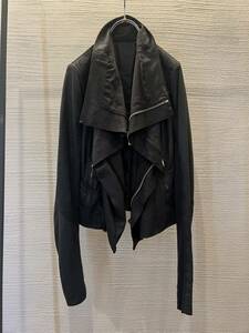 rick owens リックオウエンス バイカー レザージャケット ドレープ　羊革 本革 00s archive ifsixwasnine l.g.b. share spirit kmrii goa