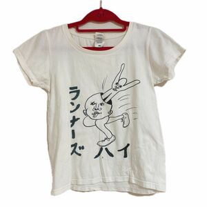 個性派　うめもと　Tシャツ　ランナーズハイ　マラソン　ランニング　トライアスロン　激レア 半袖Tシャツ 白　 プリント　 古着