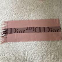 Dior ディオール　マフラー ストール　ピンク　ロゴ　フリンジ　ウール_画像2
