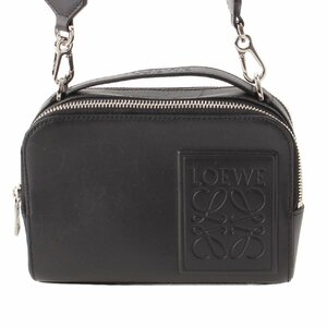 【ロエベ】Loewe　サテンカーフ アナグラム トップハンドル カメラ クロスボディバッグ ミニ ブラック 【中古】【正規品保証】206073