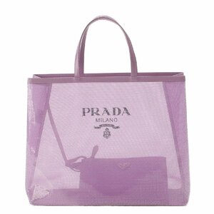 【プラダ】Prada　スパンコール メッシュ ポーチ付 トートバッグ ハンドバッグ 1BG416 パープル 【中古】【正規品保証】206802