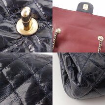 【シャネル】Chanel　14番台 マトラッセ コーティングレザー Wチェーンショルダーバッグ ネイビー ブルー 【中古】【正規品保証】206426_画像9