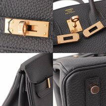 【エルメス】Hermes　B刻印 バーキン25 トゴ ローズゴールド金具 ハンドバッグ キャバン ブラック 【中古】【正規品保証】206956_画像7