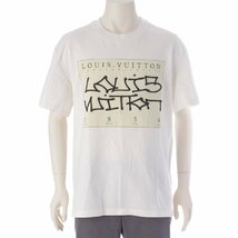 【ルイヴィトン】Louis Vuitton 22AW メンズ グラフィックロゴ 刺繍 クルーネック コットン Tシャツ ホワイト XL【中古】207360_画像1