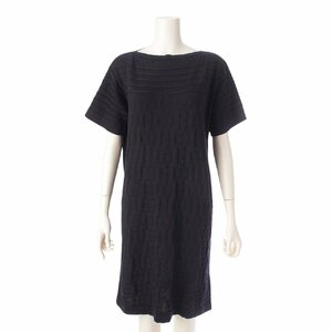 [ Hermes ]Hermes 23 year silk .she-n Dunk ru knitted One-piece dress black 34 [ used ][ regular goods guarantee ]206814