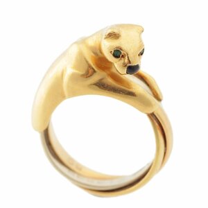 【カルティエ】Cartier　パンテール トリニティ エメラルド オニキス 750YG K18 リング 指輪 50 10.9g 【中古】【正規品保証】207690