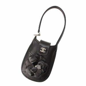 【シャネル】Chanel　カメリア ココマーク レザー 携帯 フォン マルチケース A30081 ブラック 【中古】【正規品保証】207059
