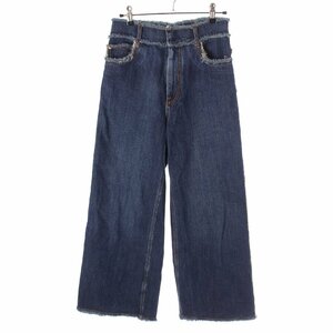 [ Dior ]DIOR wide strut fringe Denim pants bottoms 012A05A3321 indigo 34 [ used ][ regular goods guarantee ]208242