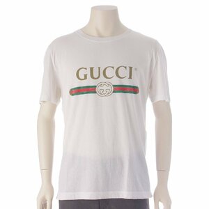 【グッチ】Gucci　メンズ ロゴウォッシュド オーバーサイズ 半袖 Tシャツ トップス 440103 ホワイト M 【中古】【正規品保証】208535