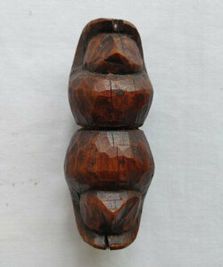 木彫張り子達磨の木型 双頭形　珍品　　検　仏教美術中国美術民間信仰