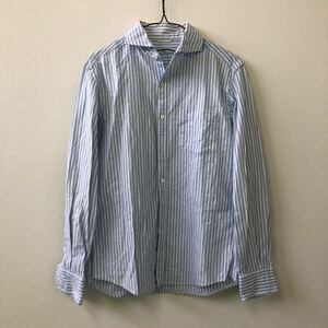 K119 shirt long sleeve SHIPS stripe light blue / white S