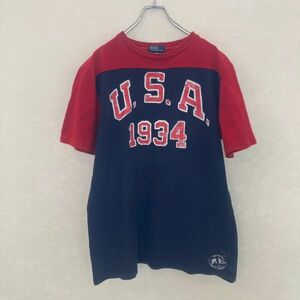 ya3 Polo by Ralph Lauren/ 半袖Tシャツ レッド ネイビー ジュニア XL 18-20 レディースS相当