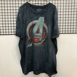 K4　アベンジャーズ アメコミ ビッグロゴ 半袖 Tシャツ 紺色 XＬ