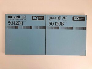 オープンリールテープ 10号 MAXELL 50-120B XLⅠ BQ メタルリール MR-10 元箱付き 2本セット 使用済み 現状品 (508-1)