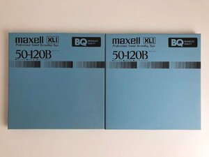 オープンリールテープ 10号 MAXELL 50-120B XLⅠ BQ メタルリール MR-10 元箱付き 2本セット 使用済み 現状品 (519-4)