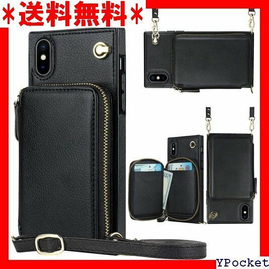 ベストセラー iPhoneX/iPhone XS スマホ ケース 肩 り外し可 ICカードホルダー レンズ保護 - ブラック 20