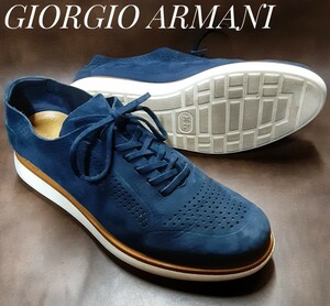  most price! superior article!.11 ten thousand! masterpiece euro design!joru geo Armani high-end all n back leather Italian sneakers! navy! navy blue color 27.5 corresponding 