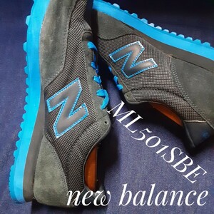  most price! superior article!.8789 jpy!90's reissue! retro Classic! New balance ML501 high class sneakers! masterpiece Ocean z sole! black × blue! black blue 28cm