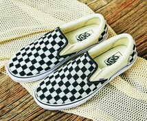 最値!新品!定7700円!名作ニットチェッカー!バンズ【VANS】CF クラシック高級スリッポン スニーカー!ブラック×ホワイト!黒白 26.5cm 箱付き_画像2