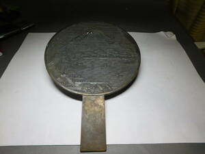  hill black finest quality the first soup goods Edo period Mt Fuji map old mirror rare article rare goods approximately 1.2 kilo selling out 