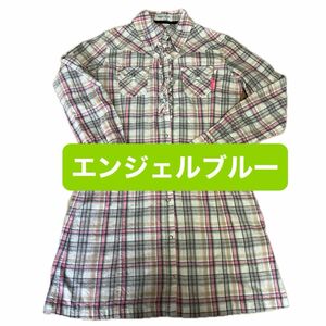 【美品】エンジェルブルーチェック柄 シャツワンピース