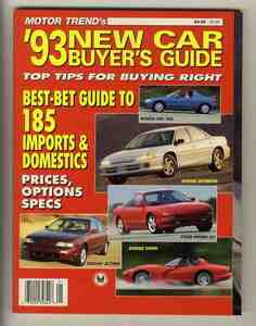 【d2018】1992年 [MOTOR TREND] '93 NEW CAR BUYER'S GUIDE／キャヂラックフリートウッド、シボレーカマロ、ファイアバード、...