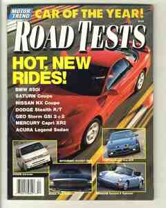 【d2007】1991年 [MOTOR TREND] ROAD TESTS／BMW 850i、サターンクーペ、ニッサンNXクーペ、ダッジステルスR/T、ジオストーム GSi 2+2、...
