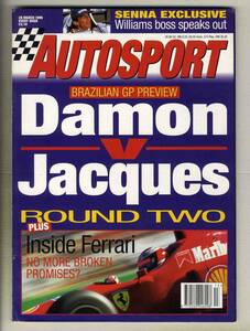 【c4654】96.3.28 AUTOSPORT／ブラジルGPプレビュー、ヤン・マグヌッセン、イギリスF3選手権プレビュー、…