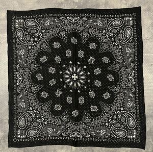 クロムハーツ BLACK SILK BANDANA ペイズリー柄 シルク100% パンチング加工 バンダナ