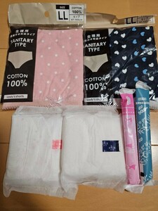 LLサイズ・生理用ショーツ&タンポンとナプキンのセット！男女入札大歓迎、郵便局留め可能です。携帯用、トラベル等に！