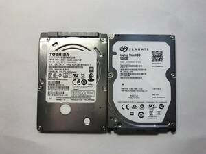 中古パーツ 2.5 インチ SATA 内蔵ハードディスク 厚さ7mm 500GB HDD 5400RPM 2台セット売り 正常品 500(5400)-39